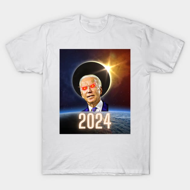 Joe Biden Dark Brandon Total Solar Eclipse 2024 T-Shirt by Little Duck Designs